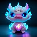 cute little chinese dragon in neon light, 3d rendering AI generated