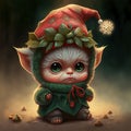 Cute little Christmas elf. Christmas character. Photorealistic illustration of generated AI Royalty Free Stock Photo