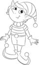 Cute little Christmas elf for coloring book Royalty Free Stock Photo