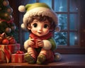 cute little Christmas elf. Royalty Free Stock Photo