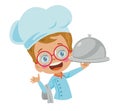 cute Little Cook Boy Making Strawberry Birthday Cake Royalty Free Stock Photo