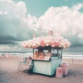 Cute little cotton candy booth in pastel colors, Generative AI Royalty Free Stock Photo