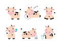 Cute Little Cow Calf with Hoof and Spotted Coat Vector Set Royalty Free Stock Photo