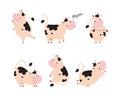 Cute Little Cow Calf with Hoof and Spotted Coat Vector Set Royalty Free Stock Photo