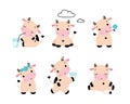 Cute Little Cow Calf with Hoof and Spotted Coat Vector Set Royalty Free Stock Photo