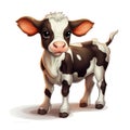 Cute Little Cow Cartoon Clipart on White Background AI Generated Royalty Free Stock Photo