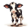 Cute Little Cow Cartoon Clipart on White Background AI Generated Royalty Free Stock Photo