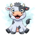 Cute little cow cartoon on white background Royalty Free Stock Photo