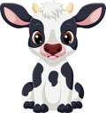 Cute little cow cartoon on white background Royalty Free Stock Photo