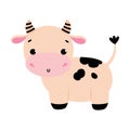 Cute Little Cow, Side View of Adorable Funny Farm Animal Cartoon Character Vector Illustration Royalty Free Stock Photo