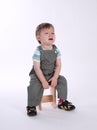 Cute little crying boy on white Royalty Free Stock Photo