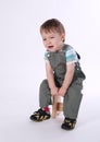 Cute little crying boy on white Royalty Free Stock Photo