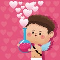 Cute little cupid valentine day love potion pink hearts