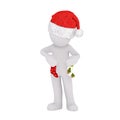 Cute little 3d man in a Santa hat smoking a pipe Royalty Free Stock Photo