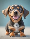 Cute little Dachshund dog smiling at the camera