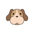 Cute little dachshund head dog fill style icon