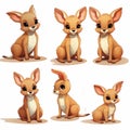 Cute little deer cartoon character set. Vector illustration isolated on white background Royalty Free Stock Photo