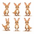 Cute little deer cartoon character set. Vector illustration isolated on white background Royalty Free Stock Photo