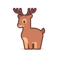 Cute little deer cartoon comic character with smiling face happy emoji anime kawaii style funny animals for kids concept