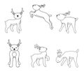 Cute Little Deer Collection Black And White Illustration