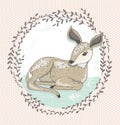 Cute little deer illustration.