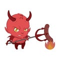 Cute little devil having a barbeque Royalty Free Stock Photo