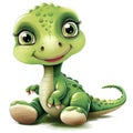 Cute Little dino. Sticker Clipart. AI generated.