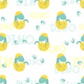 Cute little dinosaur in egg seamless pattern Royalty Free Stock Photo