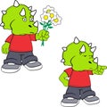 Little dinosaur kid cartoon charcter expressions pack collection