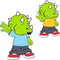 cute little dinosaur kid cartoon charcter expressions