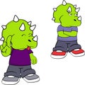 cute little dinosaur kid cartoon charcter expressions pack collection
