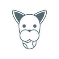 Cute little dog boxer head with ball line style icon