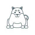 Cute little dog bulldog line style icon