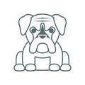 Cute little dog bulldog line style icon