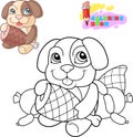 Cute little dog, coloring book, funny illustration