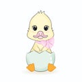 Cute Little Duck in the egg cartoon Royalty Free Stock Photo