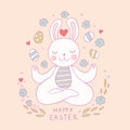 Cute Little Easter Bunny Meditate Royalty Free Stock Photo