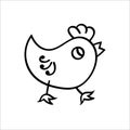 Cute little Easter chicken. Vector illustration in Doodle style. Isolated object on a white background. Design element for childre Royalty Free Stock Photo