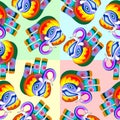 Elephant Patchwork Multicolor Naif Style Seamless Pattern Vector Design Royalty Free Stock Photo