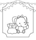 cute little elephant baby with dress girl and garlands Royalty Free Stock Photo
