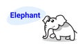 Cute little elephant cartoon comic character kawaii hand drawn style funny animals for kids concept horizontal Royalty Free Stock Photo