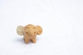 Cute little elephant clay doll isolate on white background