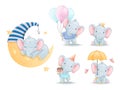 Cute little elephant. Funny cartoon character