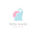 Cute little elephant logo. Kids toy shop and baby goods store mascot Royalty Free Stock Photo