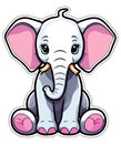 Cute little elephant sticker, flat vector clip art t-shirt design