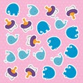 cute little elephants and whales with pacifiers pattern