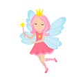 Cute little fairy icon, cartoon style. Isolated on white background. Vector illustration. Royalty Free Stock Photo