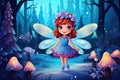 cute little fairy in magic forest AI generated Royalty Free Stock Photo