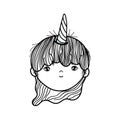 Cute little fairy with unicorn horns character