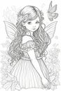 cute little fairy wearing beautiful dress and beautiful butterfly generative AI